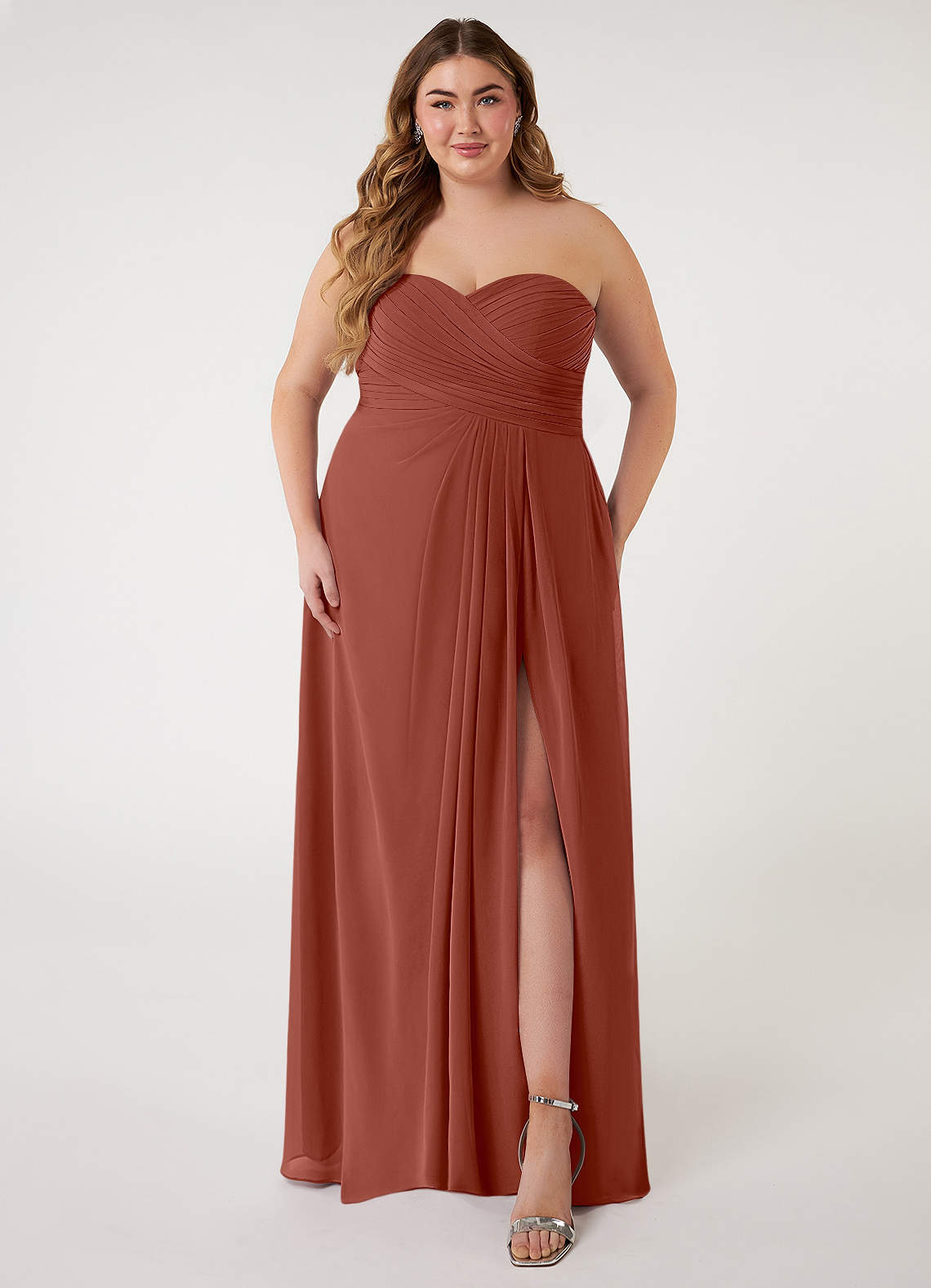 Azazie Arabella Allure Bridesmaid Dresses Auburn A-Line Sweetheart Neckline Chiffon Convertible Dress image1