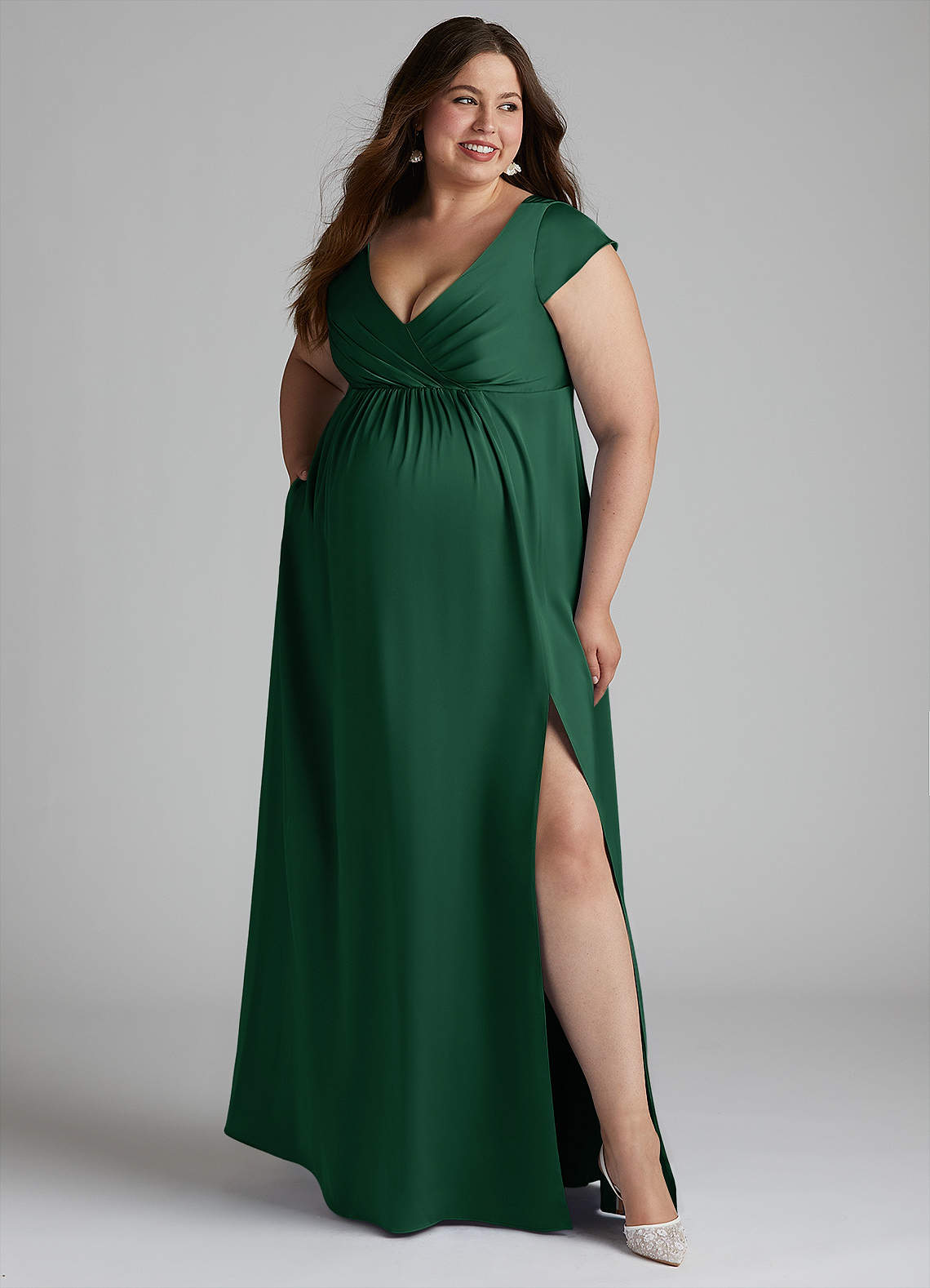 green maternity dress plus size Mery Flowy Dress