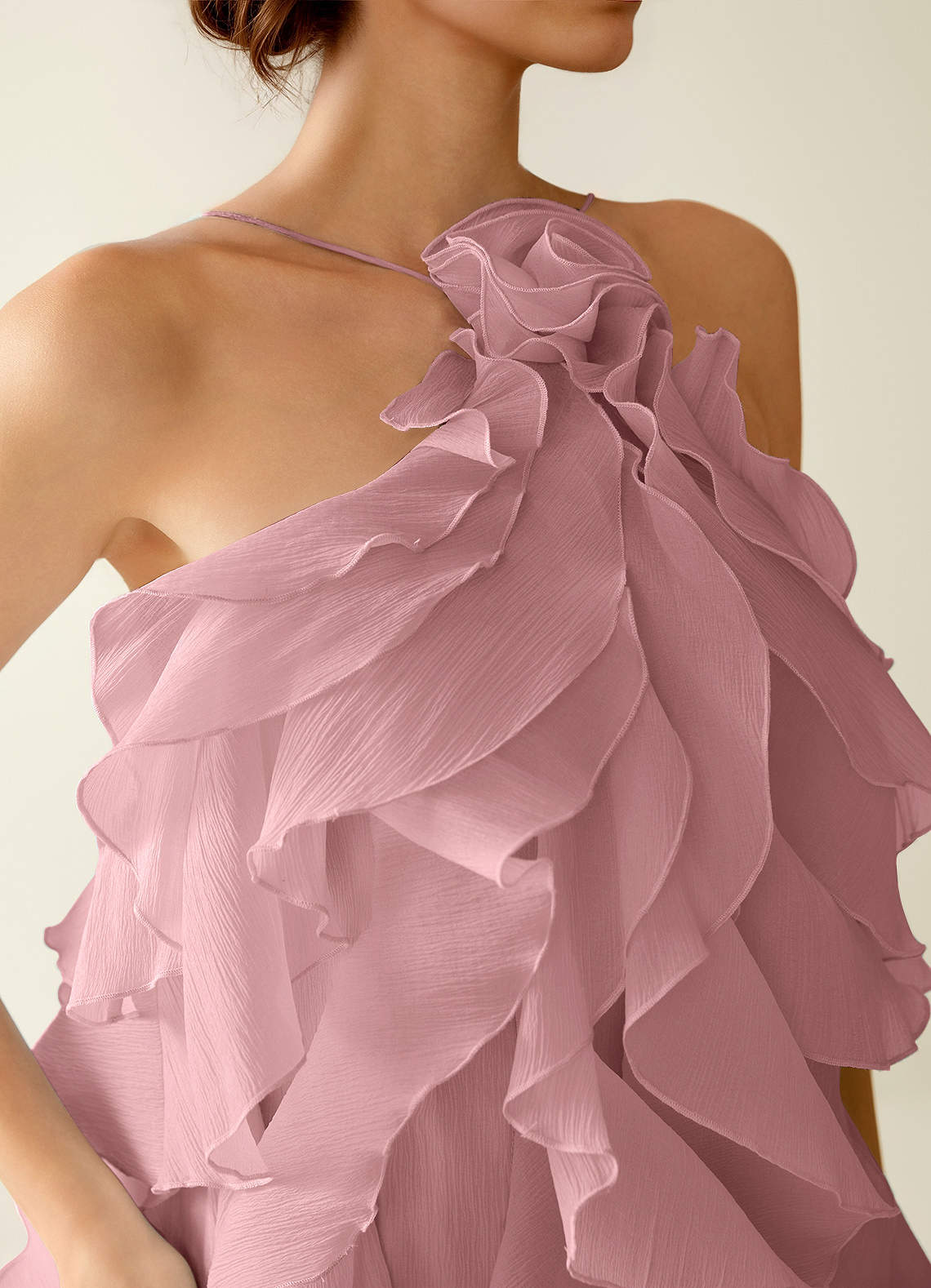 Oliamagn Dusty Pink Ruffles Tulle Mini Dress image1