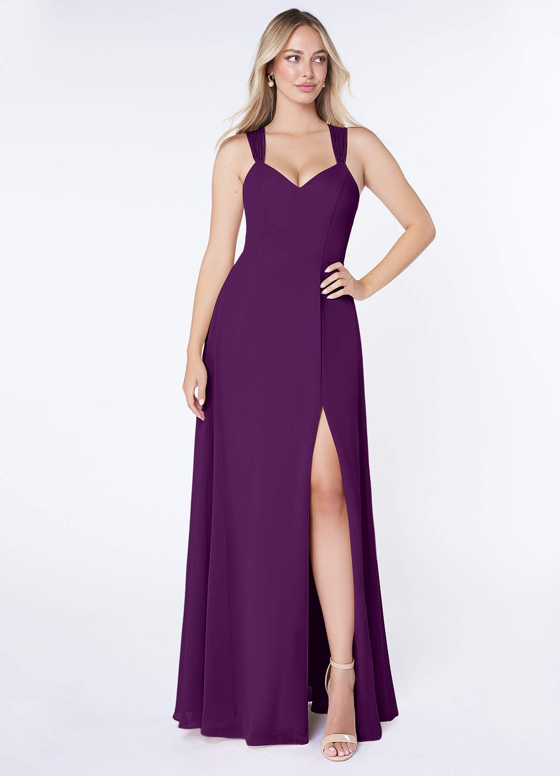 Azazie Jane Ready to Ship Grape Chiffon Bridesmaid Dresses | Azazie
