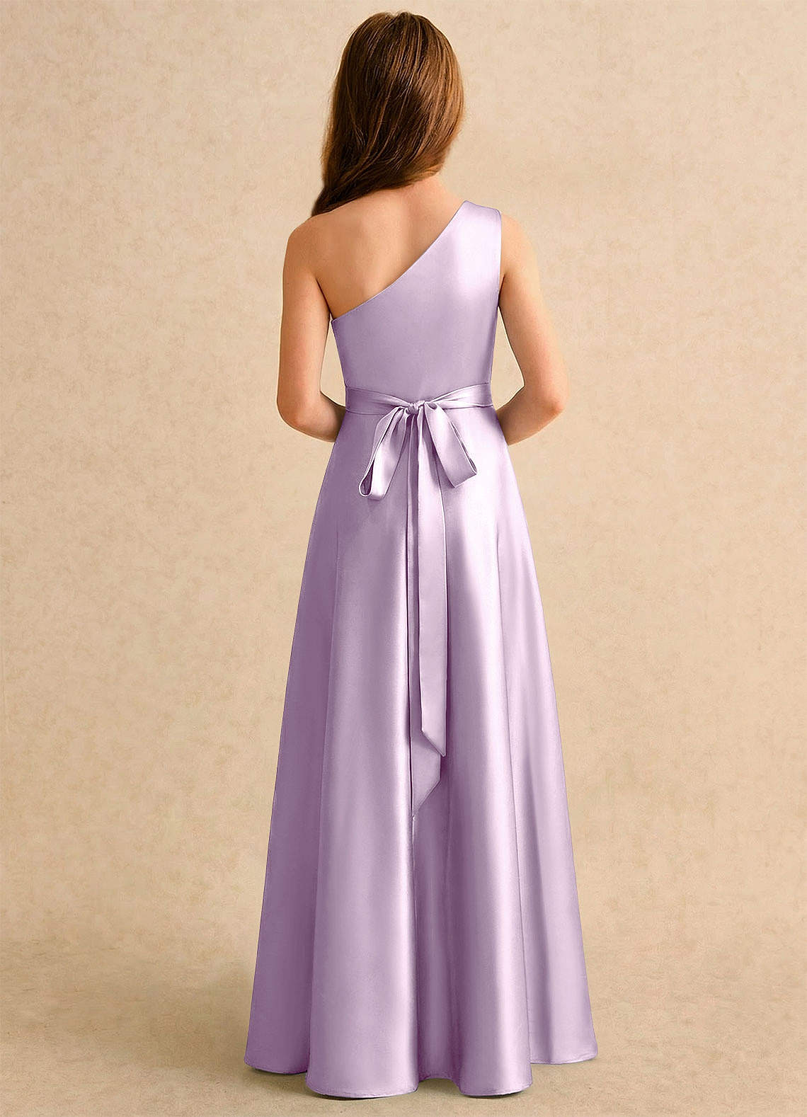 Azazie Puddles Girls Formal Flower Girl Klänningar Klänning A-Line i Stretch Satin One-shoulder image1