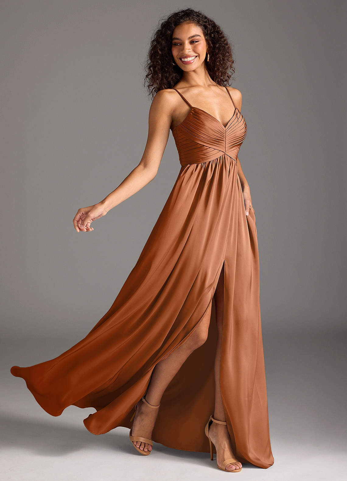 copper bridesmaid dresses V-neck Floor Length Copper Velvet Long Bridesmaid Dresses, BN1011 main image 0