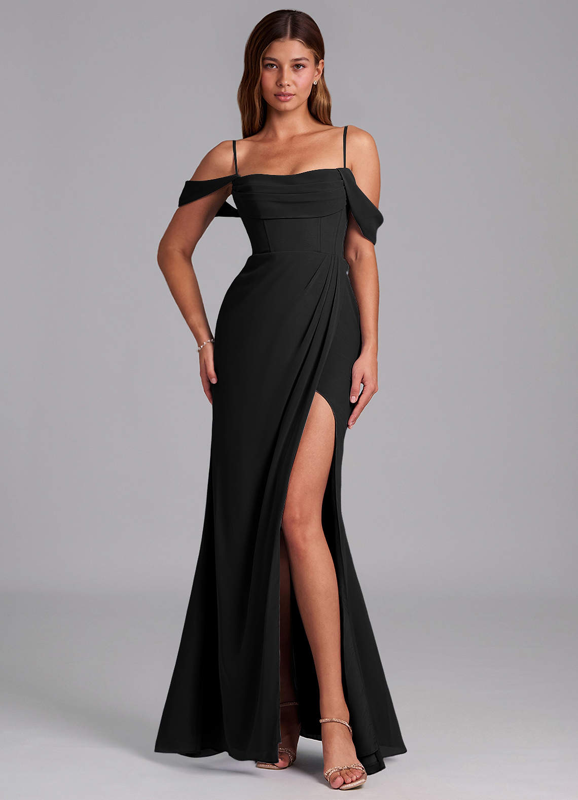 black chiffon bridesmaid dresses Stylish Black Chiffon One-Shoulder Lace Affordable Bridesmaid dresses main image 0