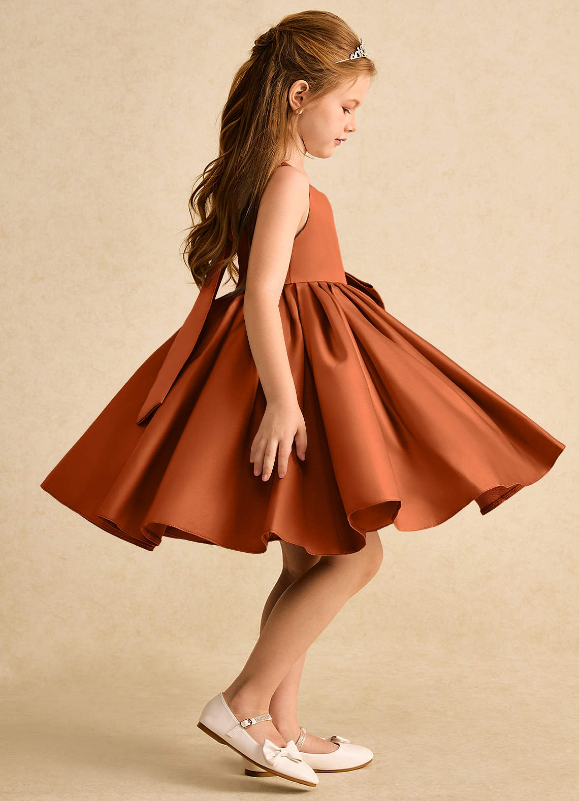 orange bow dress Azazie Jessie
