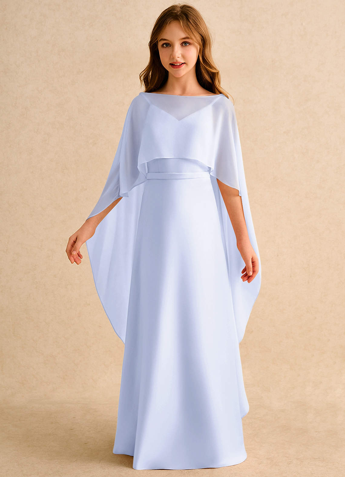 Azazie A-Line/Princess Scoop Neck Floor-Length Chiffon Flower Girl Dresses - Lavender