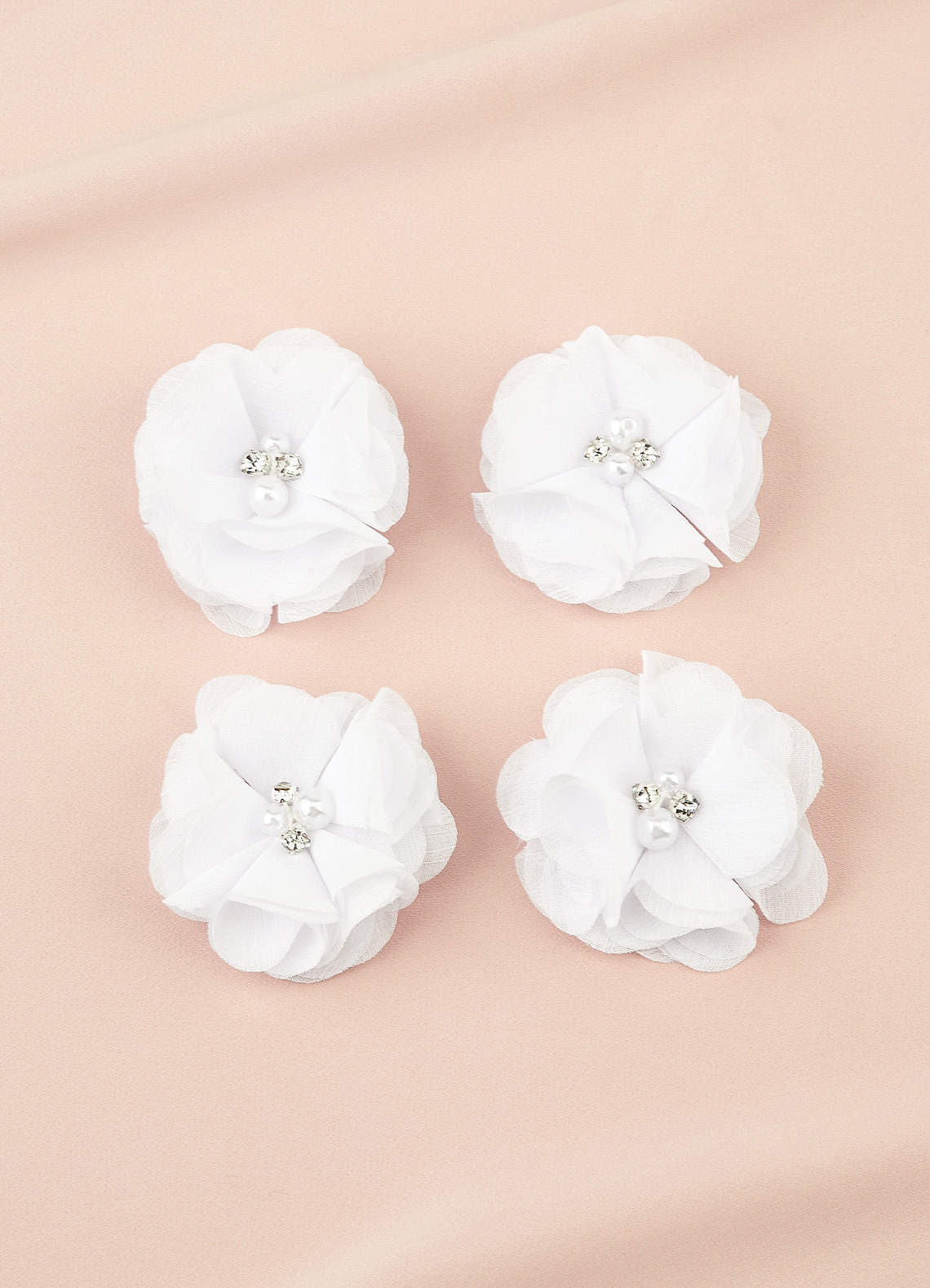 front Four-Piece White Flower Girl Hair Clip Set
