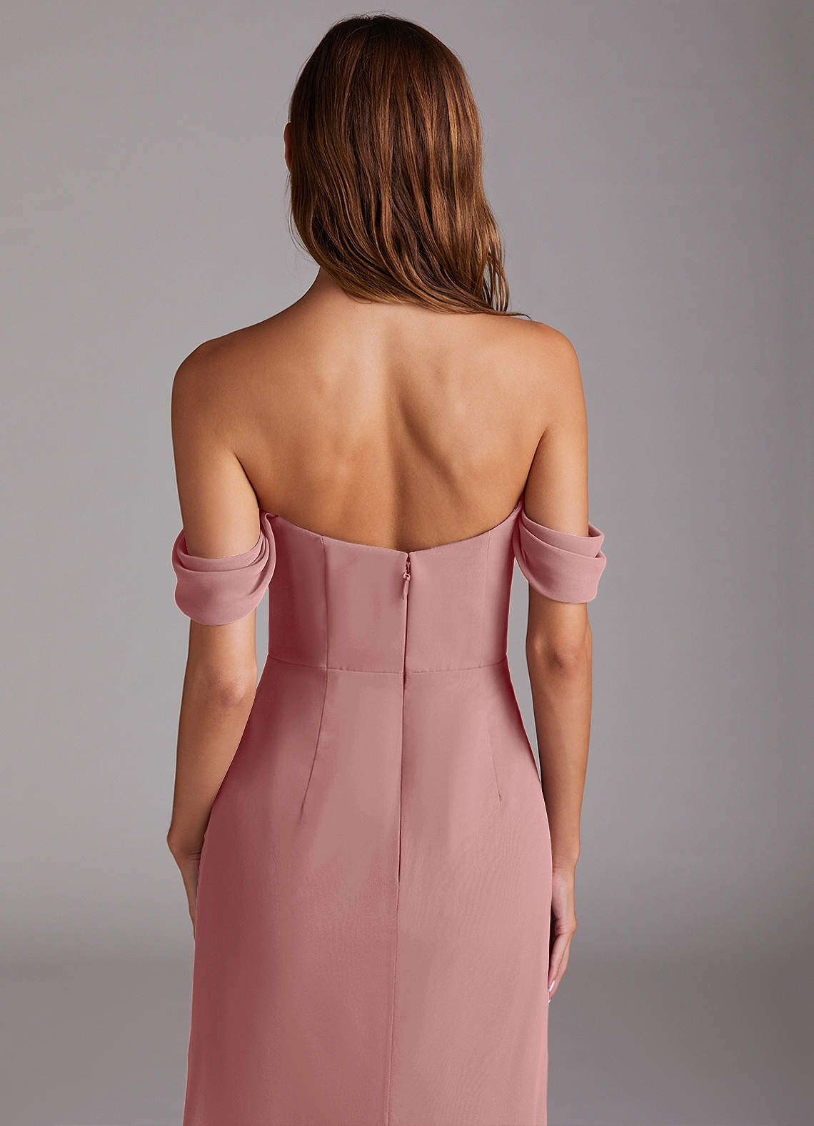 Azazie Saige Bridesmaid Dresses Dusty Rose A-Line Off the Shoulder Chiffon Convertible Dress image5
