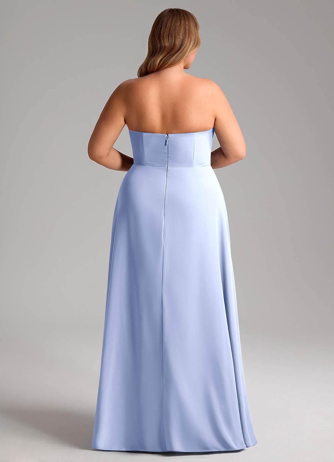 Azazie Wren Vestidos de madrinha de casamento Vestido Gelo de Chiffon de Linha A com Fenda Lateral image14