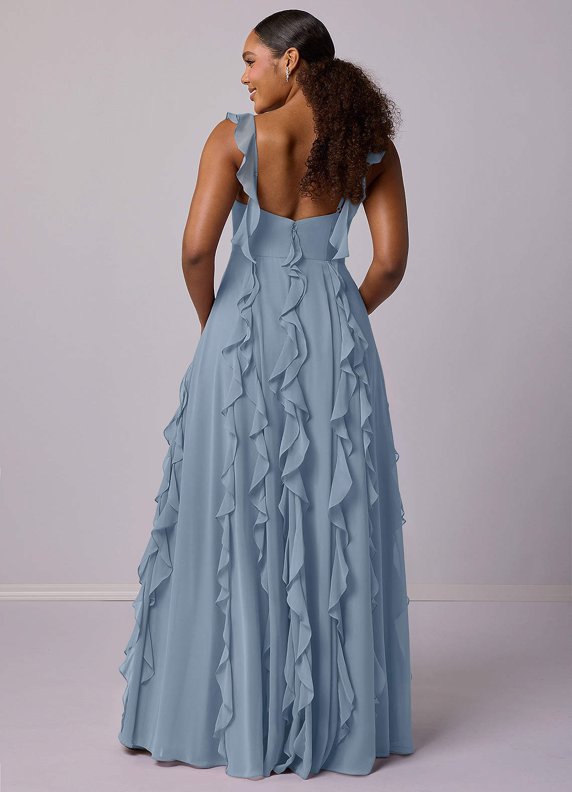 Barbie ♥ Azazie Bridesmaid Dresses Dusty Blue A-Line with Pockets Chiffon Dress image10