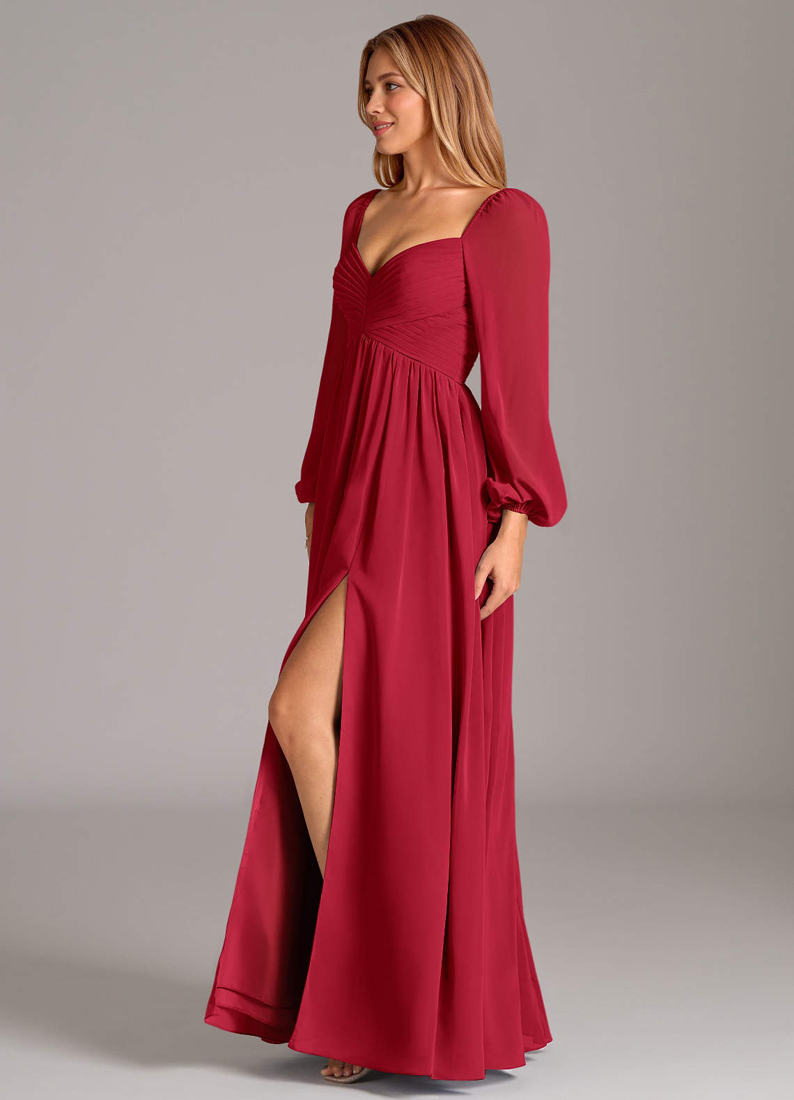 Azazie Bailee Scarlet Chiffon Bridesmaid Dresses | Azazie