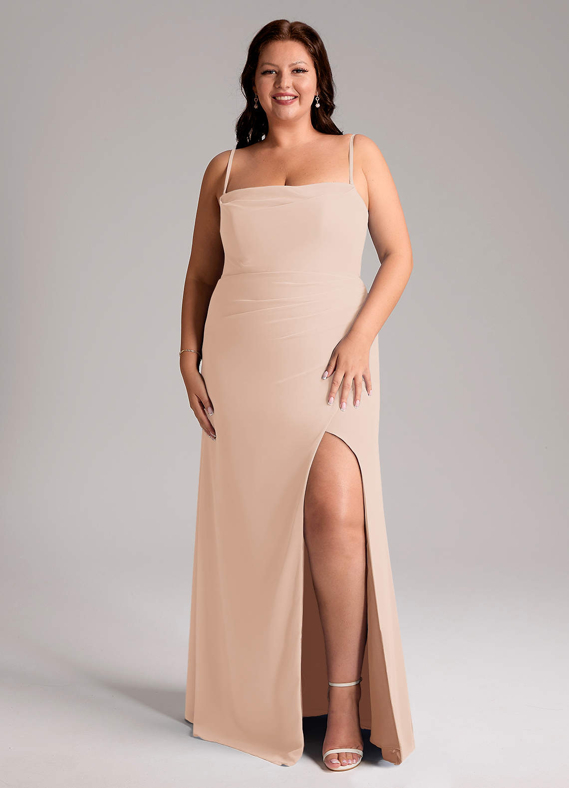 Azazie Leonis Bridesmaid Dresses English Rose Sheath Strapless Chiffon Convertible Dress image8