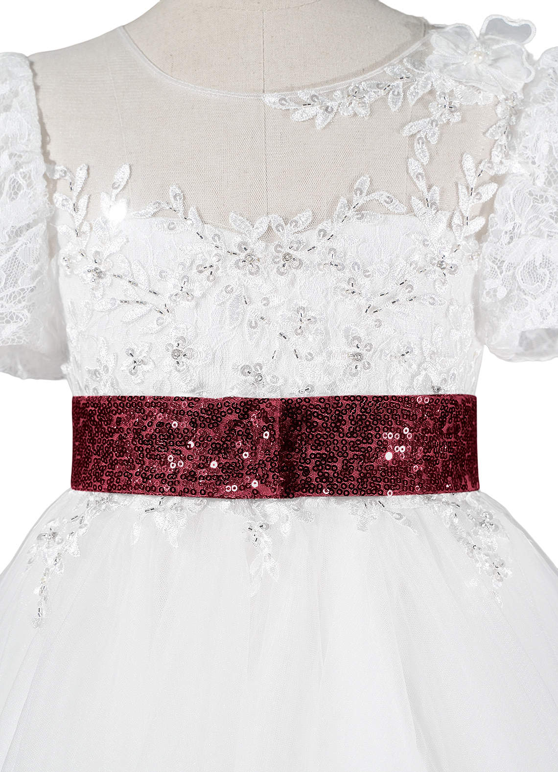 front Sequined Sash with Back Bow