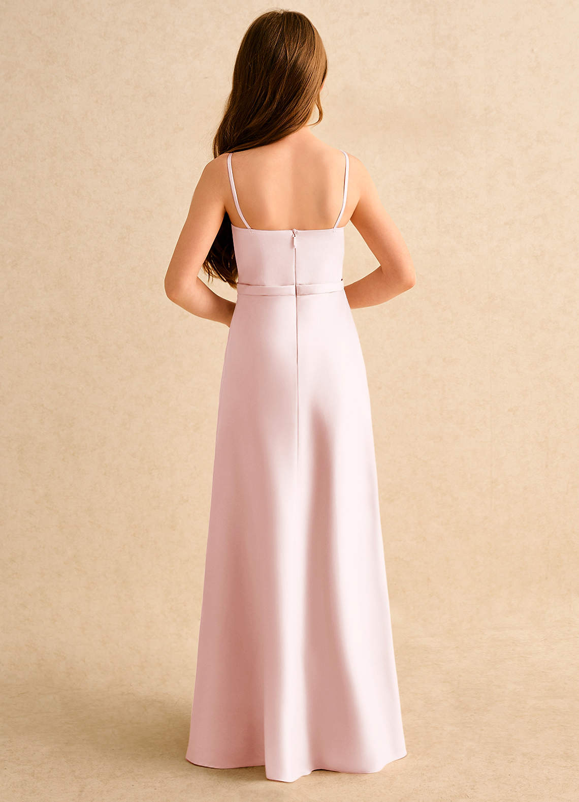Azazie Fishie Girls Formal Vestidos de florista Vestido Rosa Corado de Cetim fosco de Linha A image6