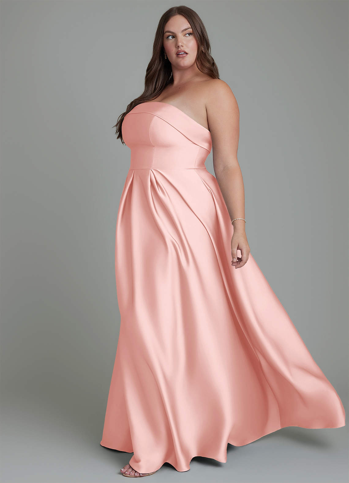 Azazie Lucienne Bridesmaid Dresses Powder Pink A-Line Strapless Stretch Satin Convertible Dress image11