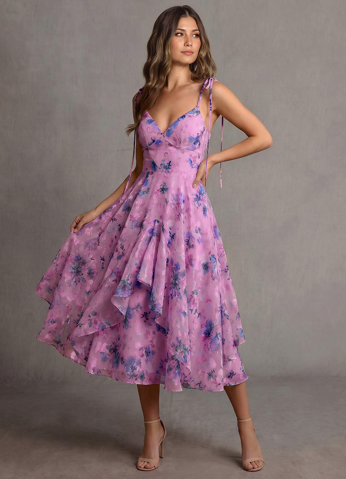 purple tea length cocktail dress ZAPAKA Women Tea Length Prom Dress with 3D Flowers Purple A Line Tulle Party Dress, Purple / US26W