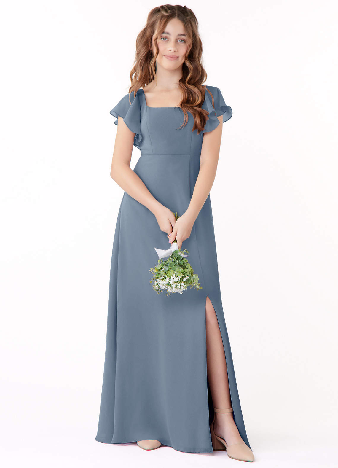 Azazie Bondi Junior Twilight A-Line Bow Chiffon Dress image1