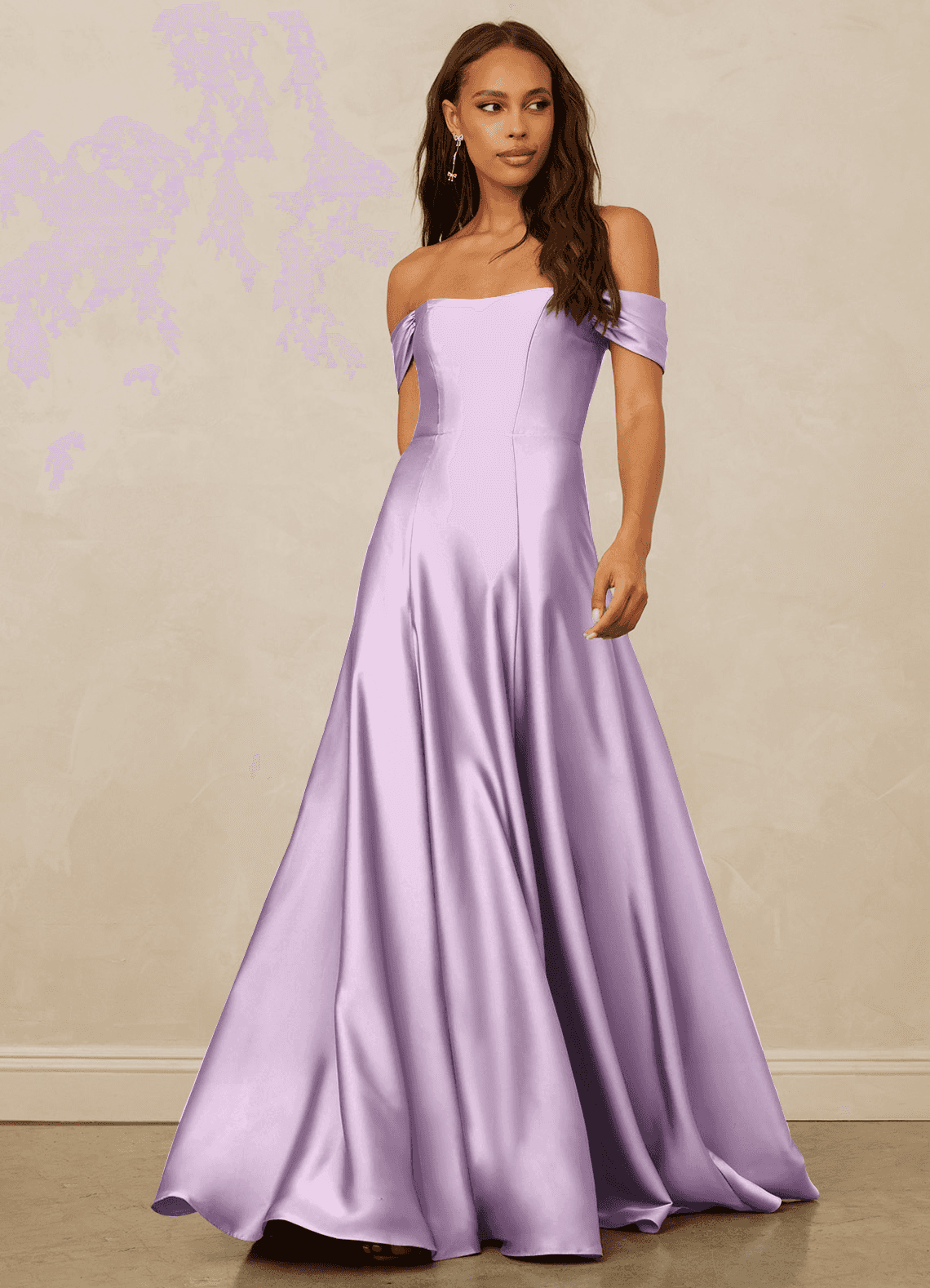Christian Siriano Bridal for Azazie 1002 Bridesmaid Dresses Frosted Lilac A-Line Off the Shoulder Stretch Satin Convertible Dress image1