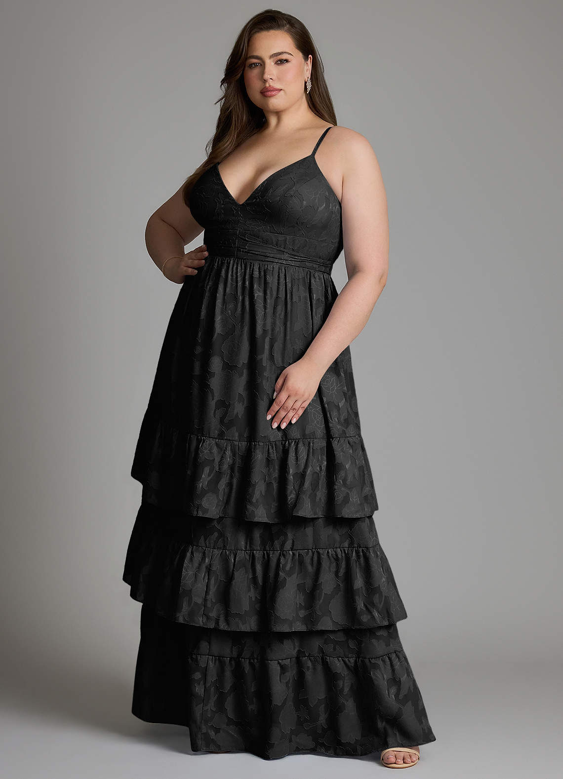 Azazie Nathalia Bridesmaid Dresses Black A-Line Bow Floral Burnout Dress image9