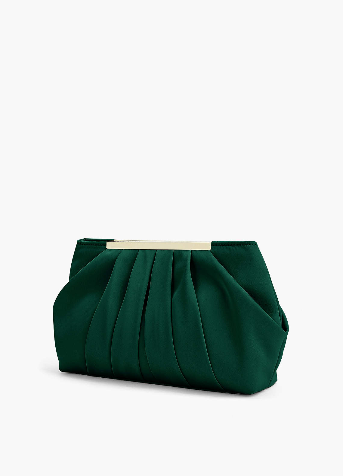 front Matching Color Stretch Satin Pleated Clutch