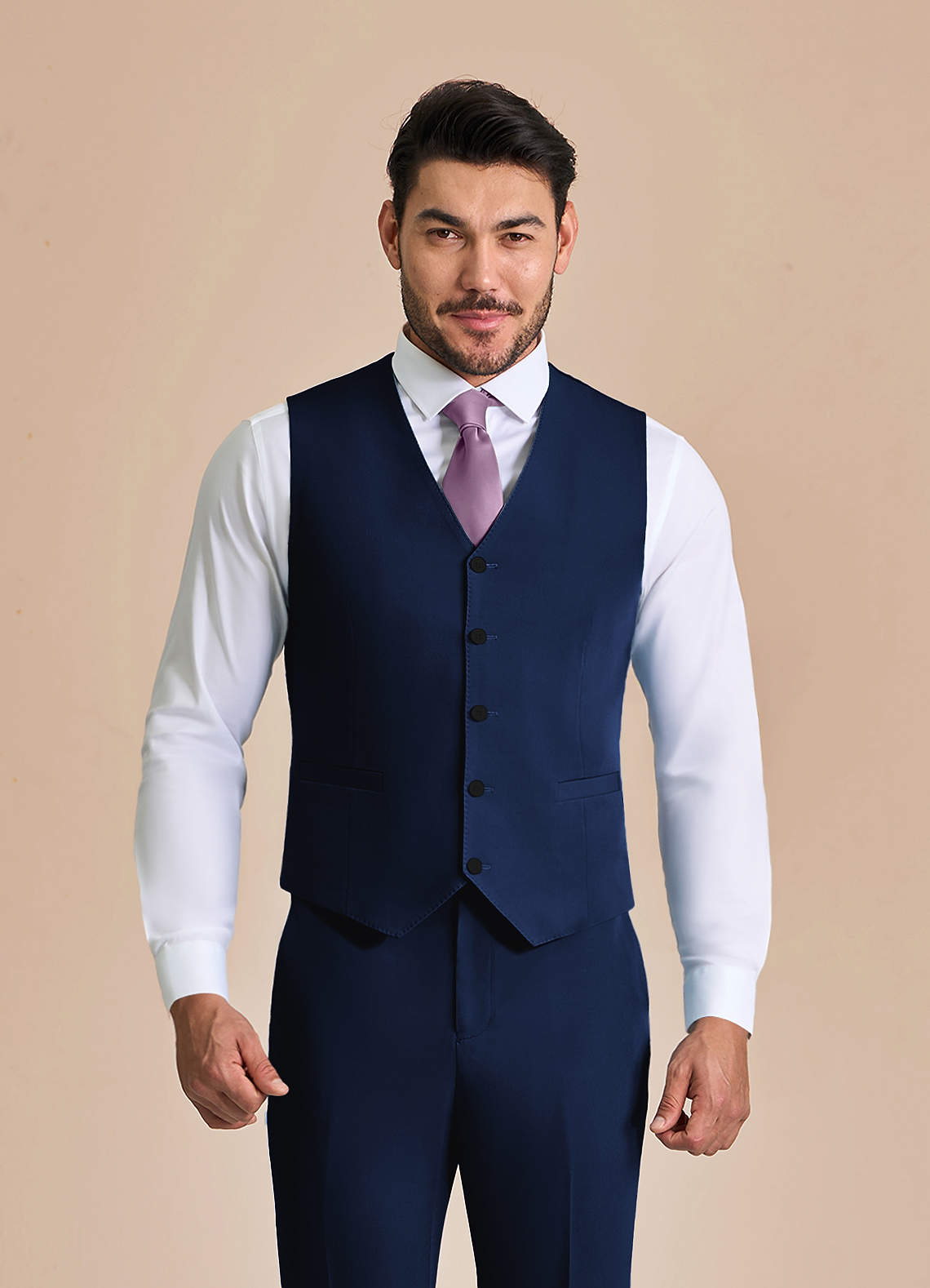front James Blue Structured Stretch Suit Vest