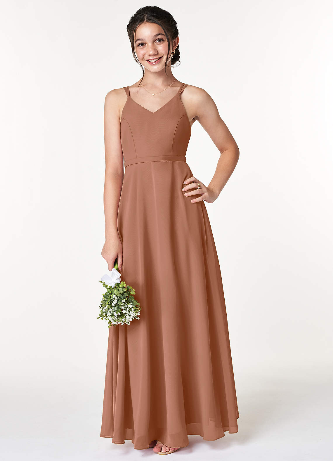 Azazie Janine Junior Bronzer A-Line Chiffon Dress image1