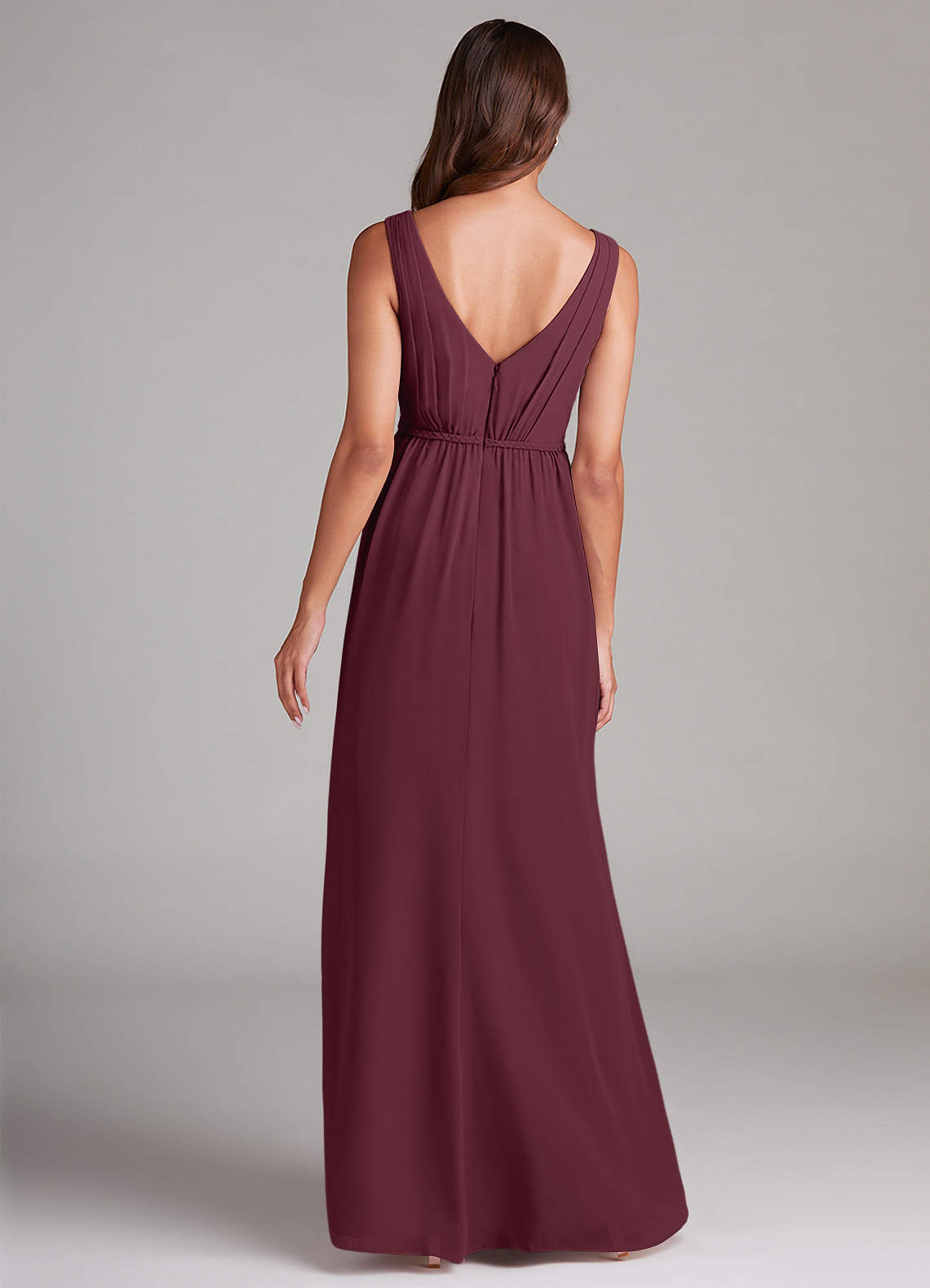 Azazie Tanicia Brautjungfernkleider A-Linie Plissee Chiffon Kleid Cabernetrot image6