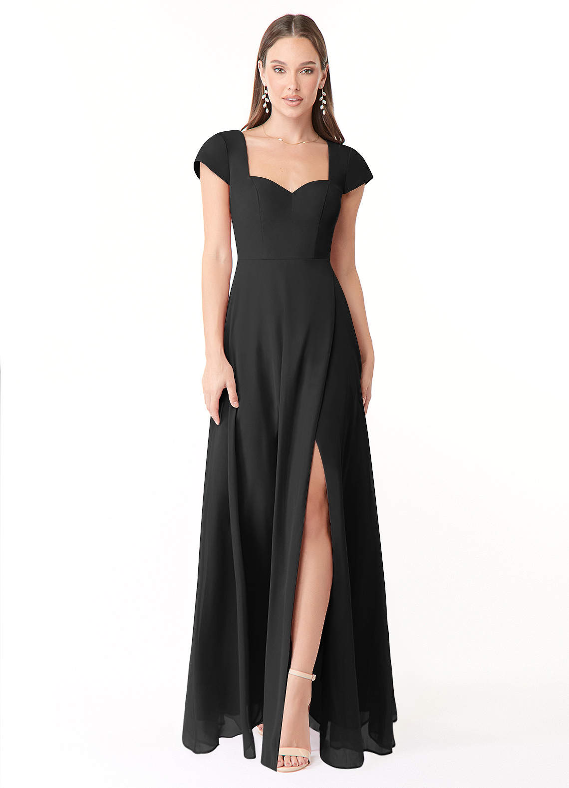 Azazie Hainsly Ready to Ship Black Chiffon Bridesmaid Dresses | Azazie