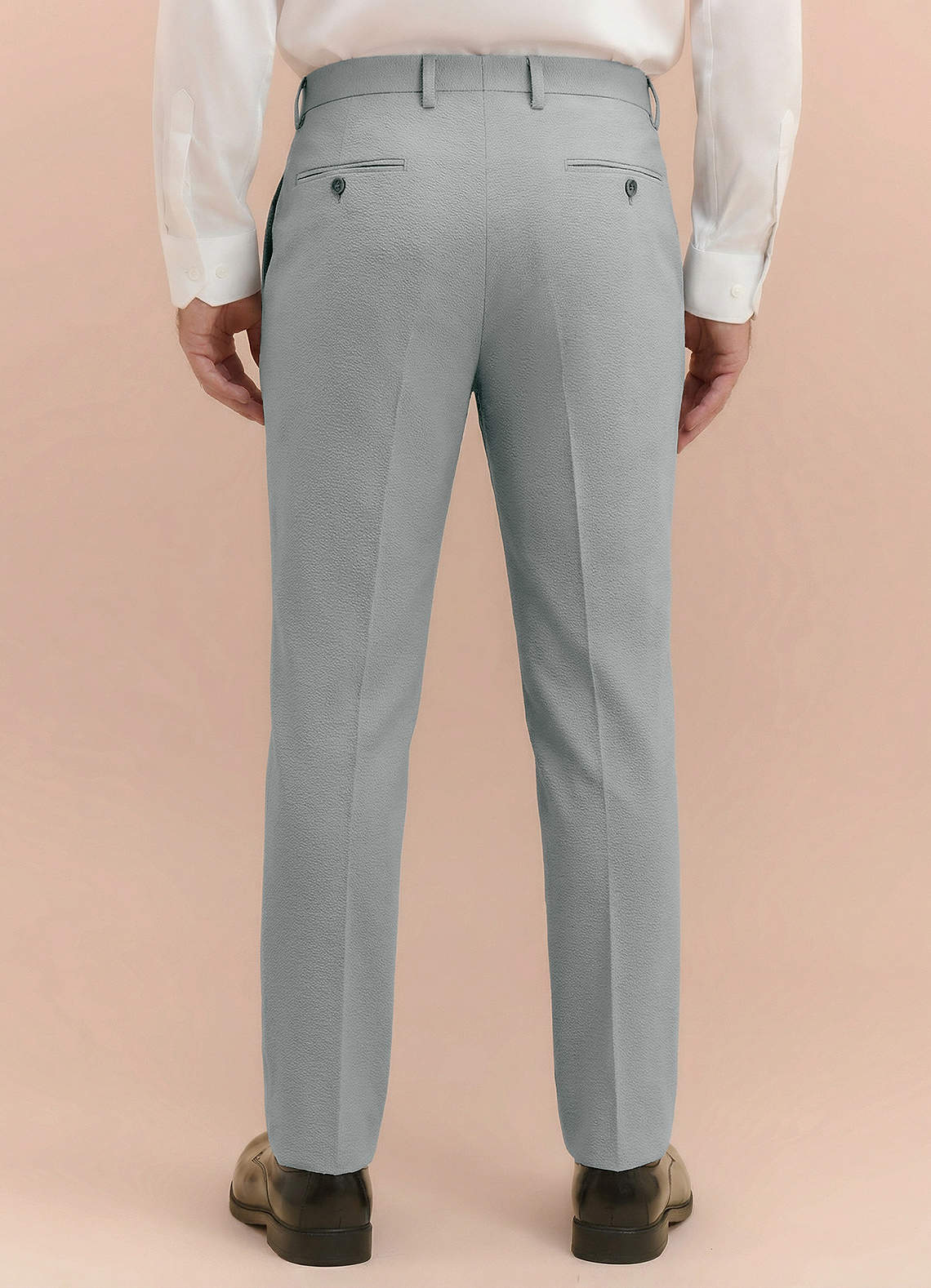 front Miles Light Grey Seersucker Dress Pants