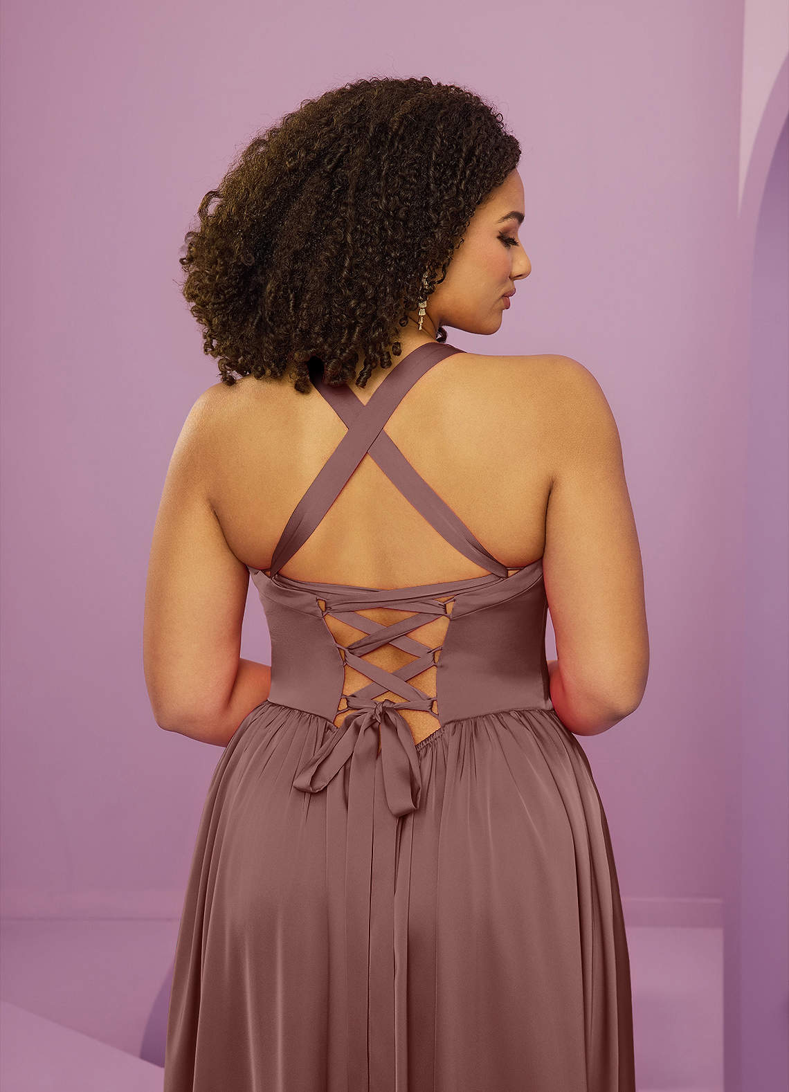 Barbie ♥ Azazie Venta Final Vestido de Sky Blue de Satén Elástico de Corte en A con Con bolsillos image8