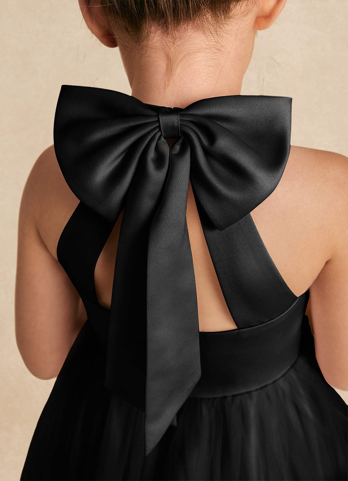 Azazie A-Line/Princess Halter Neck Chapel Train Tulle Flower Girl Dresses - Black