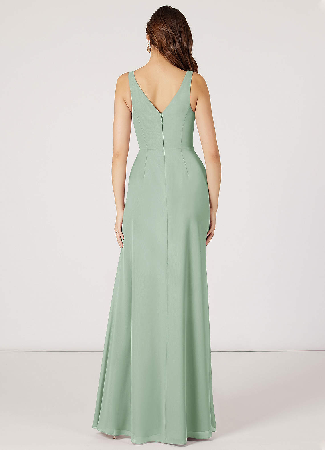 Azazie Renessa Bridesmaid Dresses A-Line Lace Chiffon Floor-Length Dress image1