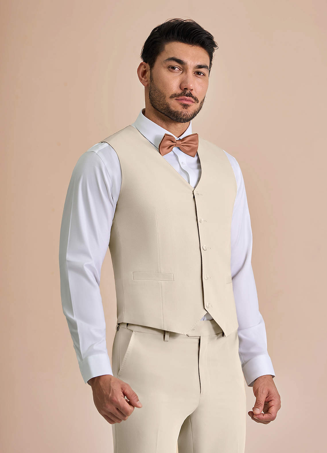 front William Tan Comfort Blend Suit Vest