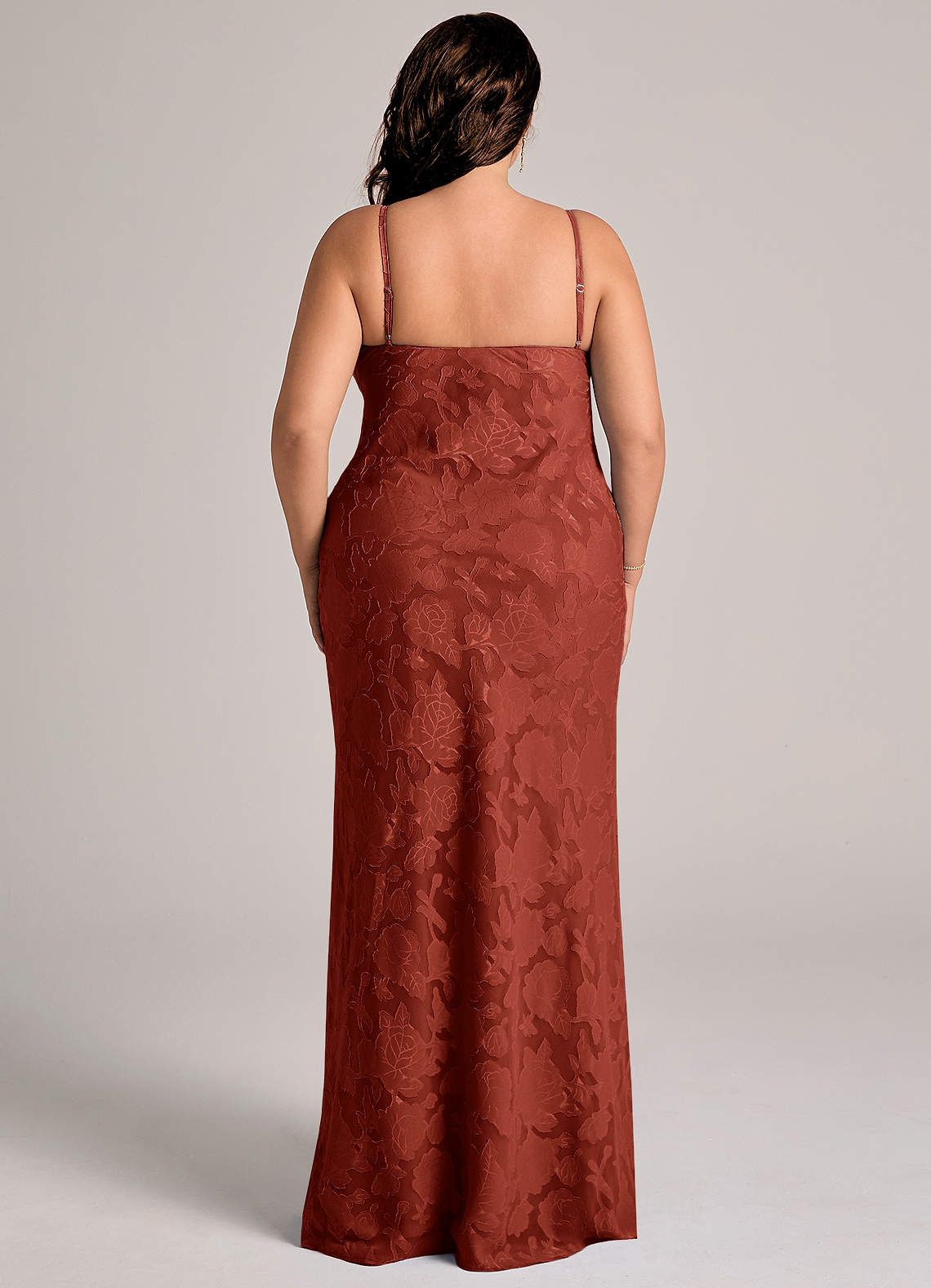 Azazie Tianna Bridesmaid Dresses Terracotta Sheath Lace Floral Burnout Dress image8