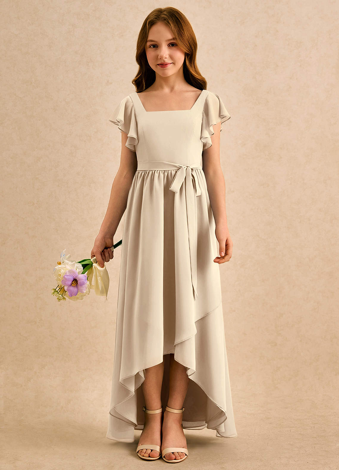 Azazie Milly Girls Formal Flower Girl Klänningar Klä A-Line i Chiffong Plisserad image2