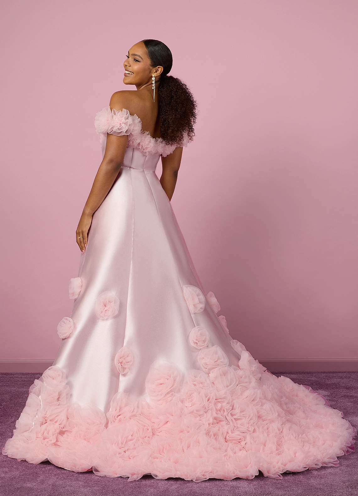 Barbie ♥ Azazie Wedding Dresses Ball-Gown Off the Shoulder Mikado Chapel Train Dress image8