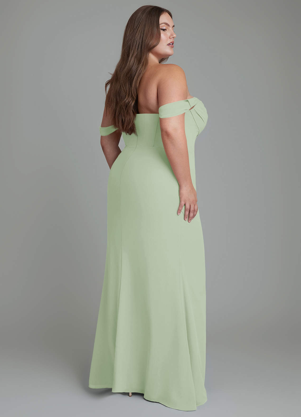 Azazie Johana Bridesmaid Dresses Dusty Sage Mermaid Off the Shoulder Chiffon Convertible Dress image8