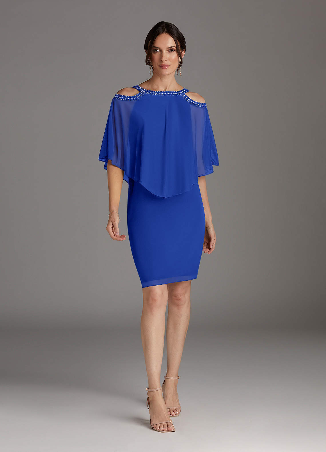 Azazie Junibee Mother of the Bride Dresses Royal Blue Sheath Sequins Mesh Dress image1