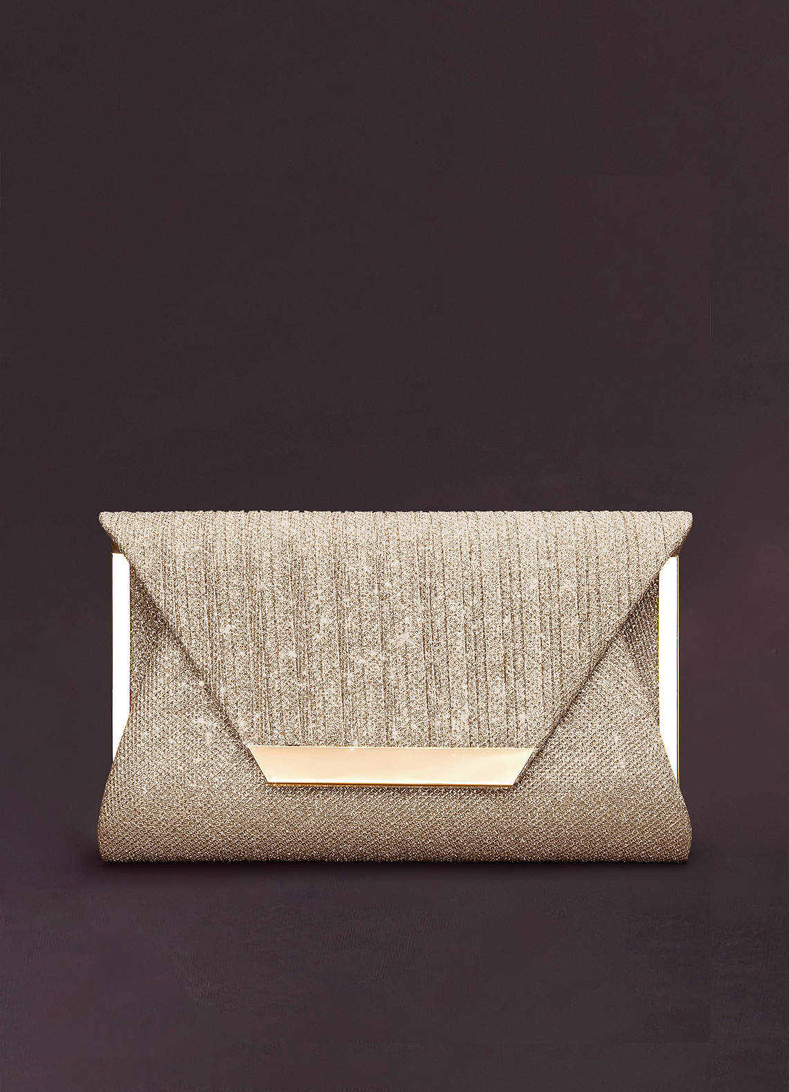 Metal Detail Clutch Envelope Bag, Glitter Evening Flap Purse