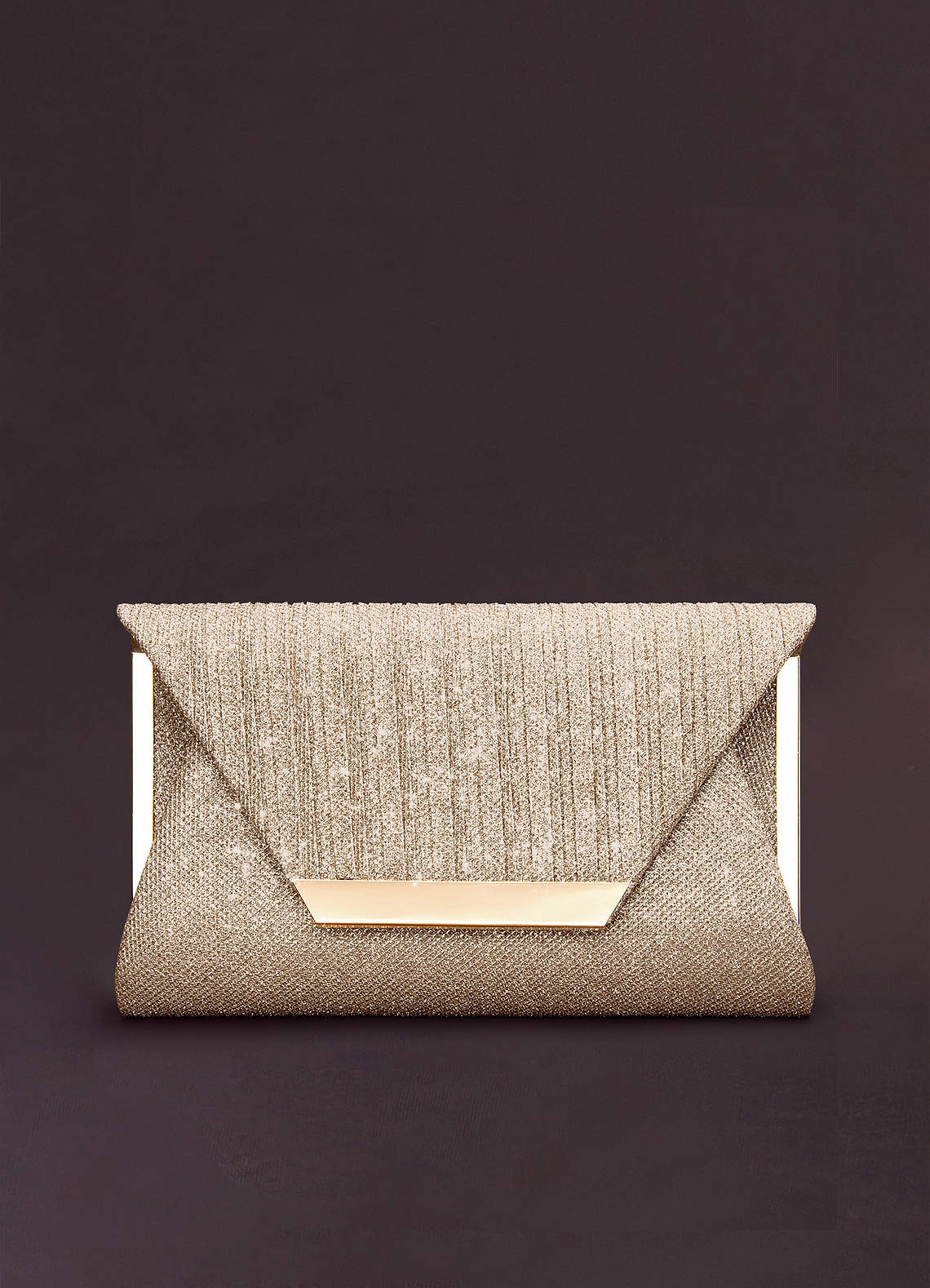 front Elegant Glitter Flap Clutch