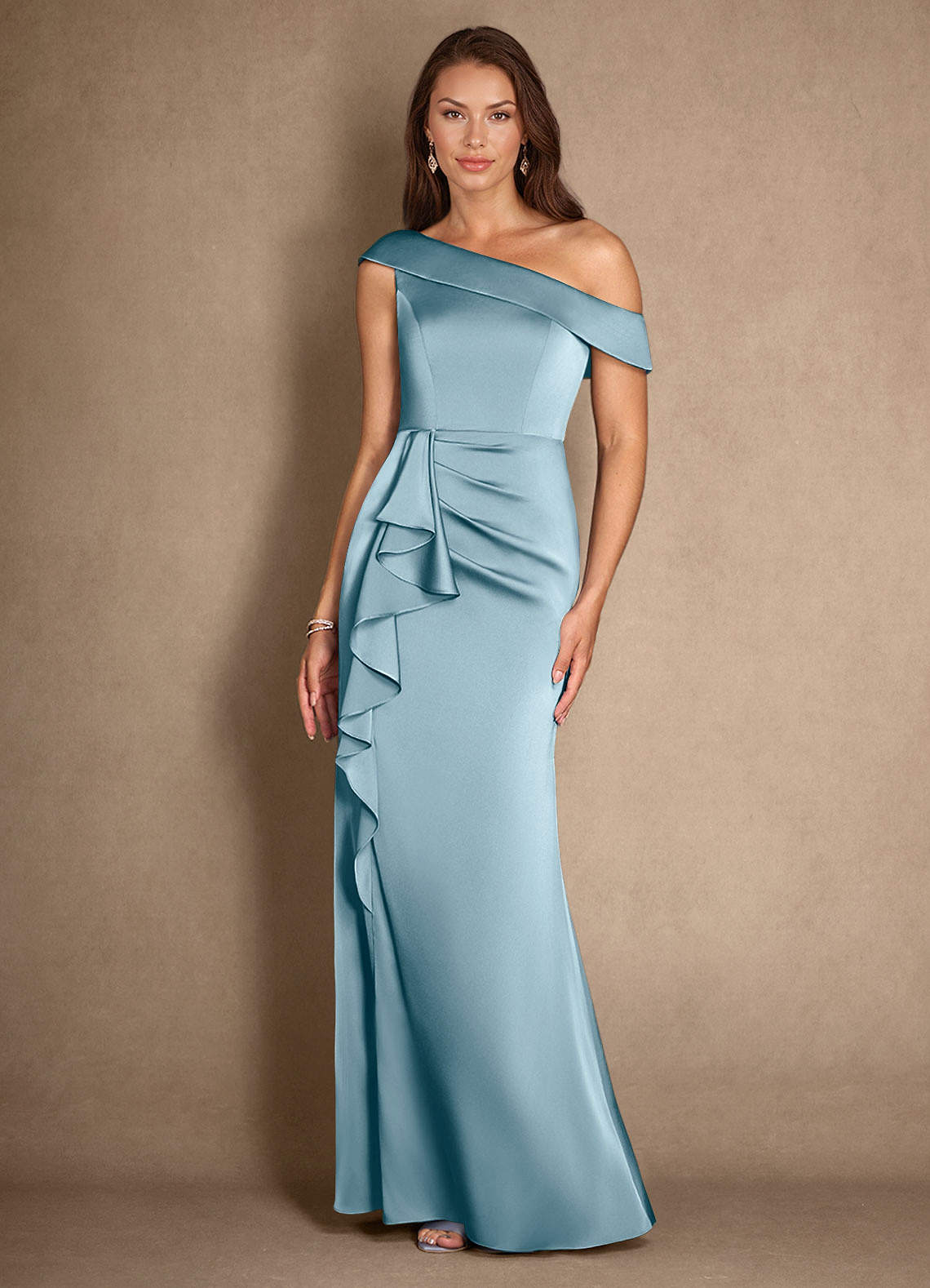 blue satin pleated dress Blue Satin Pleated Bodice Puff Sleeve Midi Dress