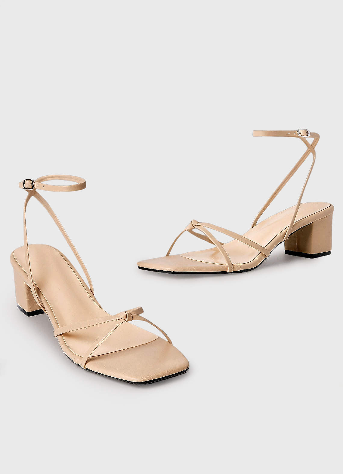 front Ankle Strap Cross Knot Heel Sandals