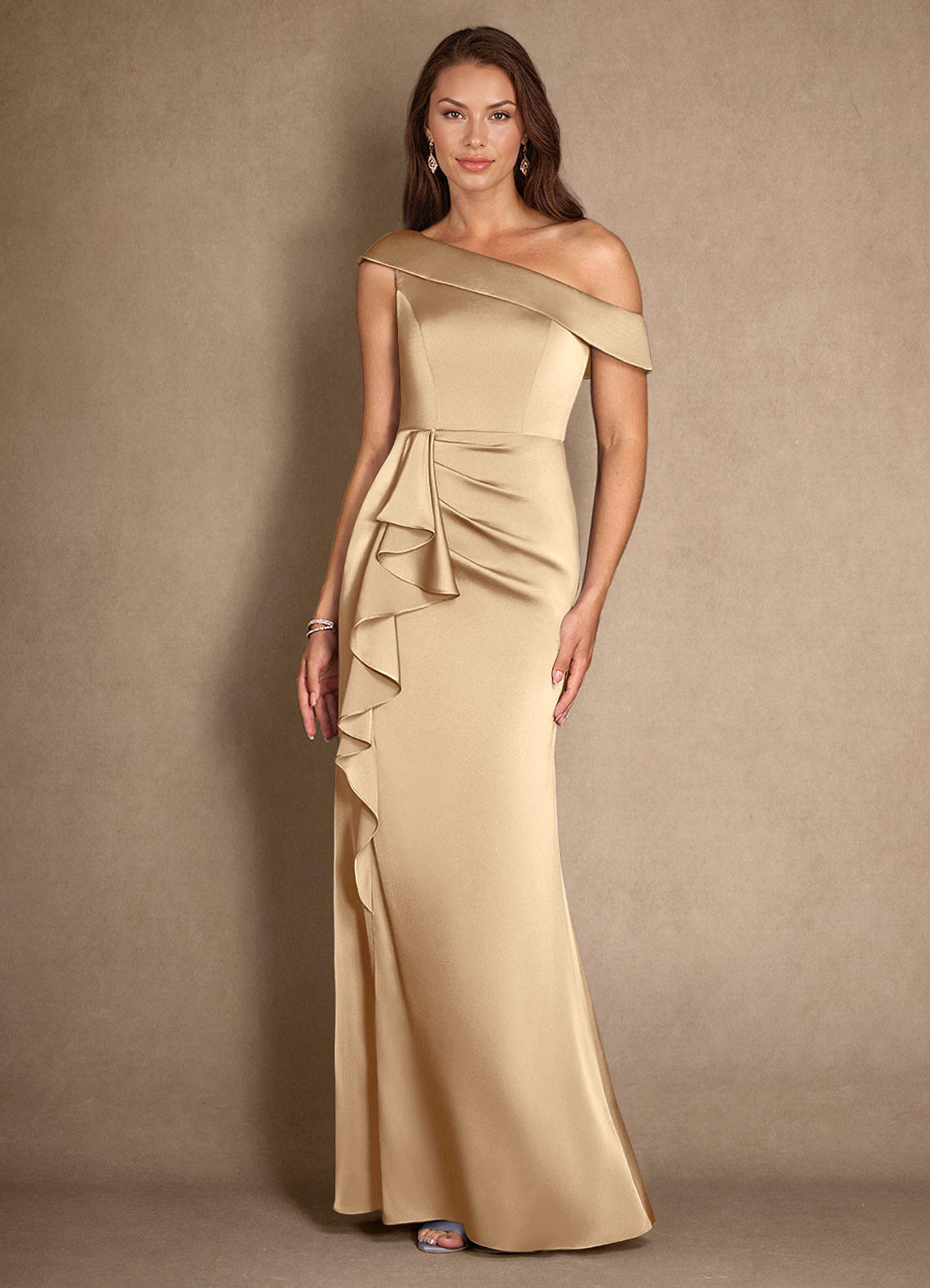 champagne pleated dress Essential Chicness Pleated Satin Dress (Champagne)
