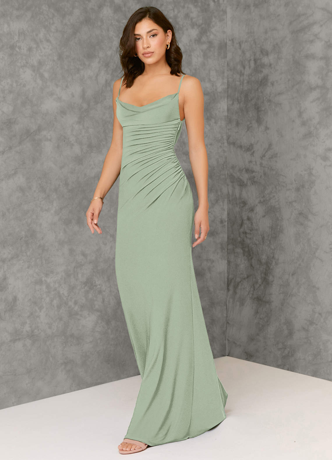 Azazie Beryl Ready to Ship Agave Luxe Knit Bridesmaid Dresses | Azazie