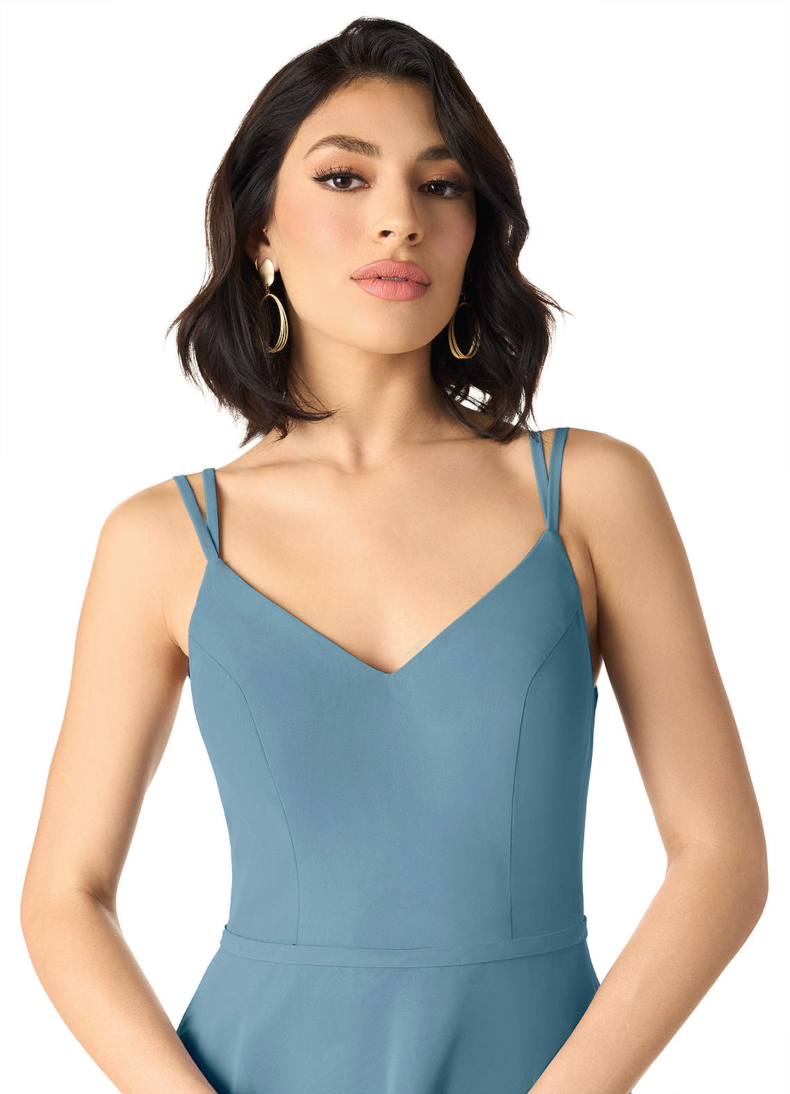 Azazie A-Line V-Neck Floor-Length Chiffon Bridesmaid Dresses Bermuda
