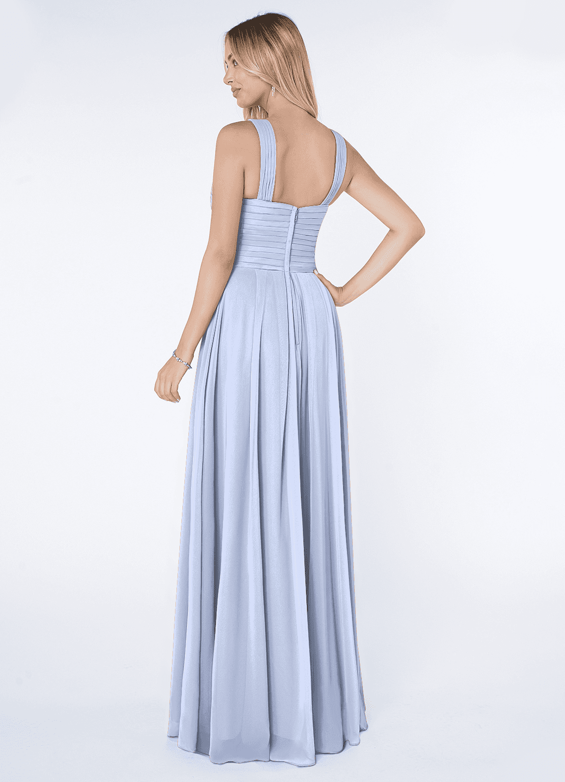 azazie-kaleigh-bridesmaid-dress Azazie Kaleigh Bridesmaid Pleated Chiffon Dress Full Length Wisteria Custom  NWT
