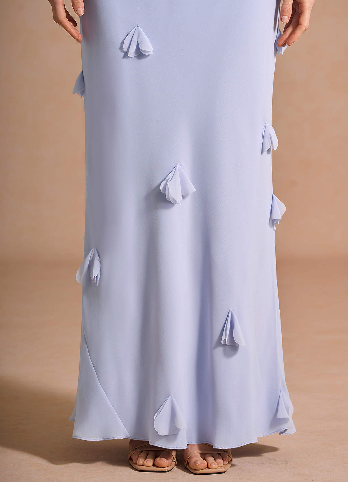 Azazie Floor-Length Maxi Dresses Mermaid Wedding Guest Formal Dresses Strapless 3D Flowers Pale Periwinkle