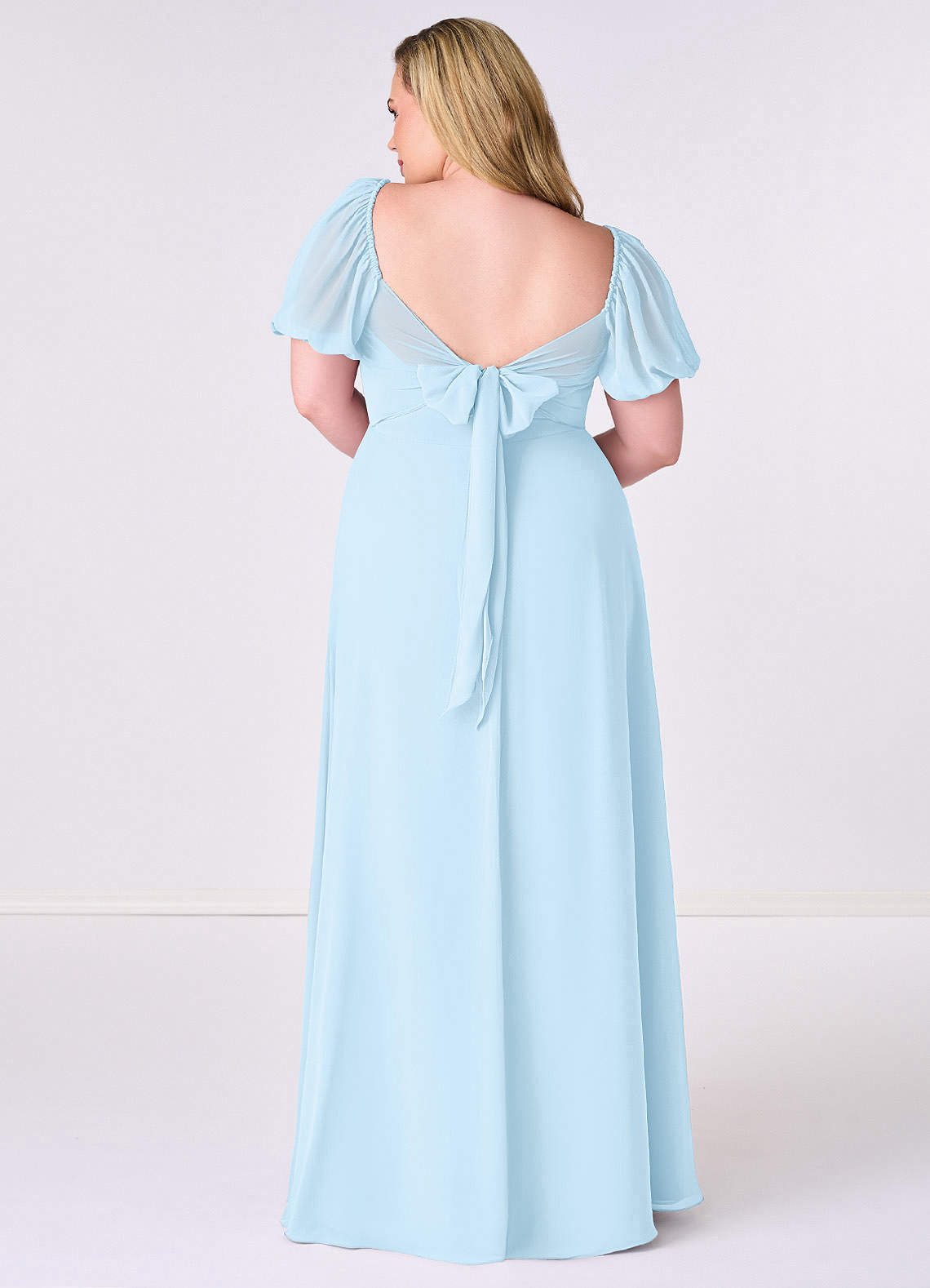 Barbie ♥ Azazie Bridesmaid Dresses Chiffon A-line Dress with Puff Sleeves image7