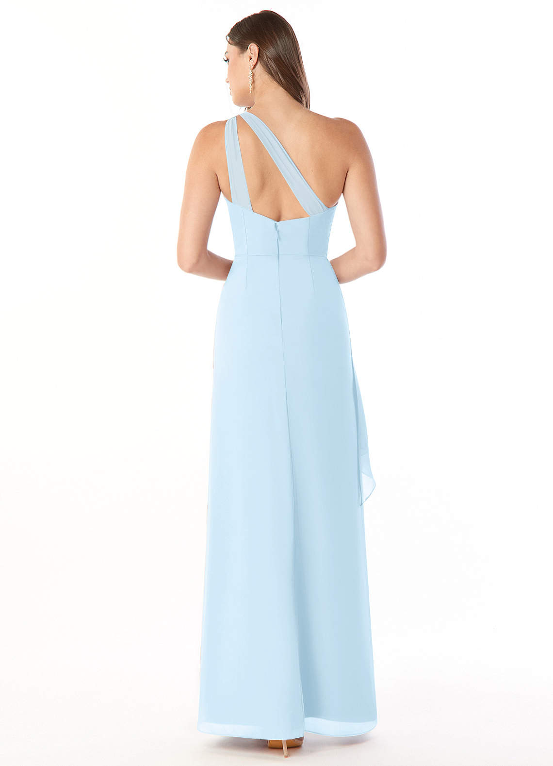 Azazie Maive Bridesmaid Dresses Sky Blue Sheath Pleated Ruffle Chiffon Dress image1