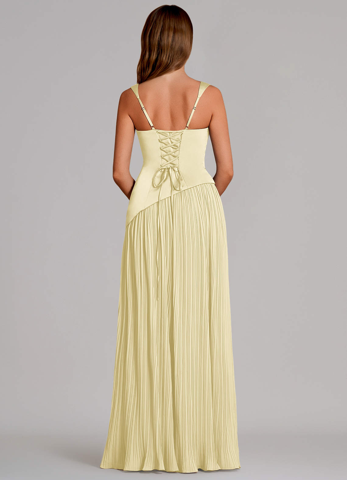 Azazie Stephanie Essayer des robes à la maison Robe Trapèze en Satin extensible Plissée Noir image4