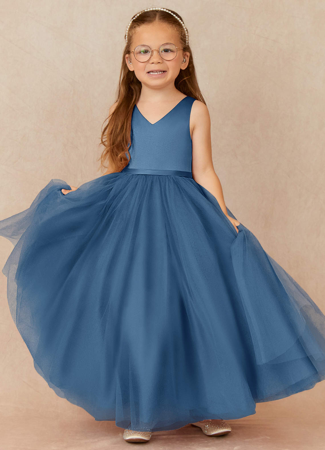 Azazie Marybell Flower Girl Dresses Twilight A-Line Bow Tulle Dress image1